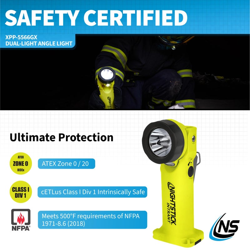 Nightstick XPP-5566GX Intrant Intrinsically Safe Dual Angle Light - 3 in 1 Flashlight, Floodlight, Dual-Light - 8 Brightness Modes - Green - Image 5